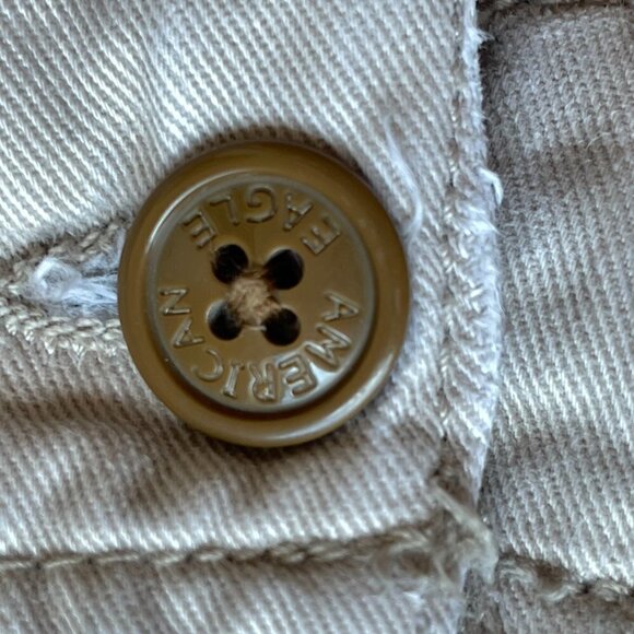 American Eagle Khaki Wide Leg High Rise Pants 5 pockets Tan Color Size 33 Waist - Picture 9 of 9